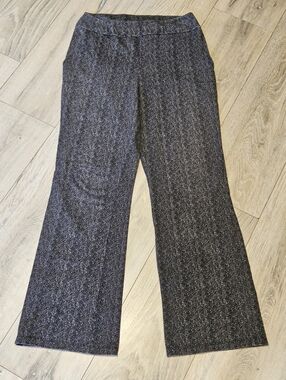 Women with Control Flared Stretch Pants Black Herringbone Women's Small